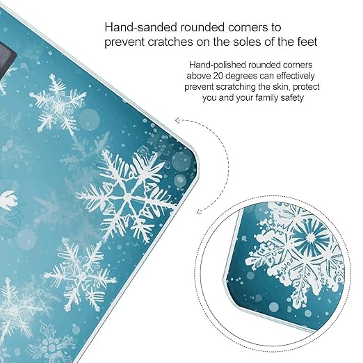 Winter Snowflake Weight Scale Large Bathroom Scales Digital Weight with Bright LED Display Non Slip Automatic Weighing Scale Fashion Weighing Machine for Body