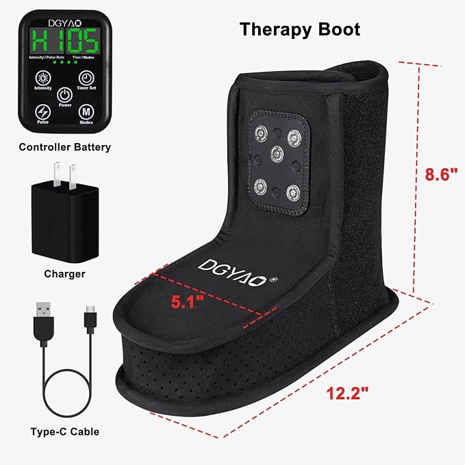 DGXINJUN Red Light Therapy for Foot Near Infrared Light Therapy Feet Ankles Pain Relief Boots Cordless Portable Rechargeable Device for Home Travel Use with 6000mAh Battery