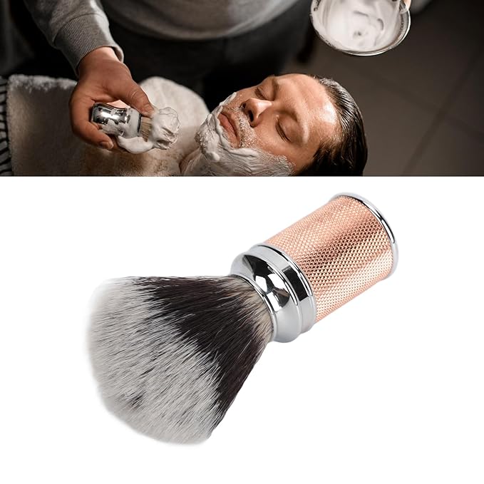 Beard Brush Nylon Beard Foaming Brush Beard Foaming Brush Aluminium Alloy Curved Handle Cleaning Synthetic Lather for Travel Home Suitable for Men Rose Gold (Rose Gold)