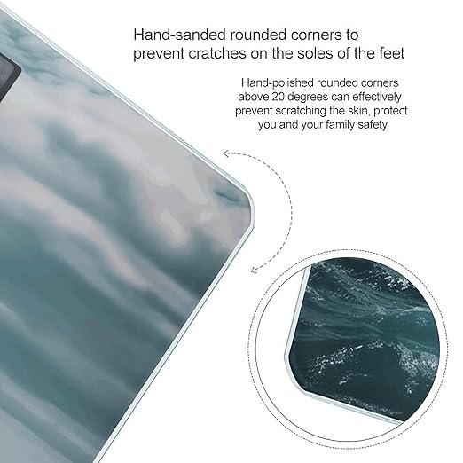 Lighthouse OceanScale for Body Weight with LCD High Precision Weighing Scales Fashion Sturdy Tempered Glass Weight Scales Easy-to-Read Digital Bathroom Scale for Daily 400lb