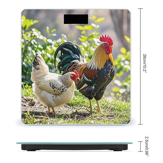 Rooster and Hen Scale for Body Weight Highly Accurate Digital Bathroom Body Scale Digital Bathroom Scales for People Anti-Slip Large LCD Display Smart Scales
