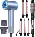 High Speed Hair Dryer and 6 in 1 Curling Wand with Bubble Curling