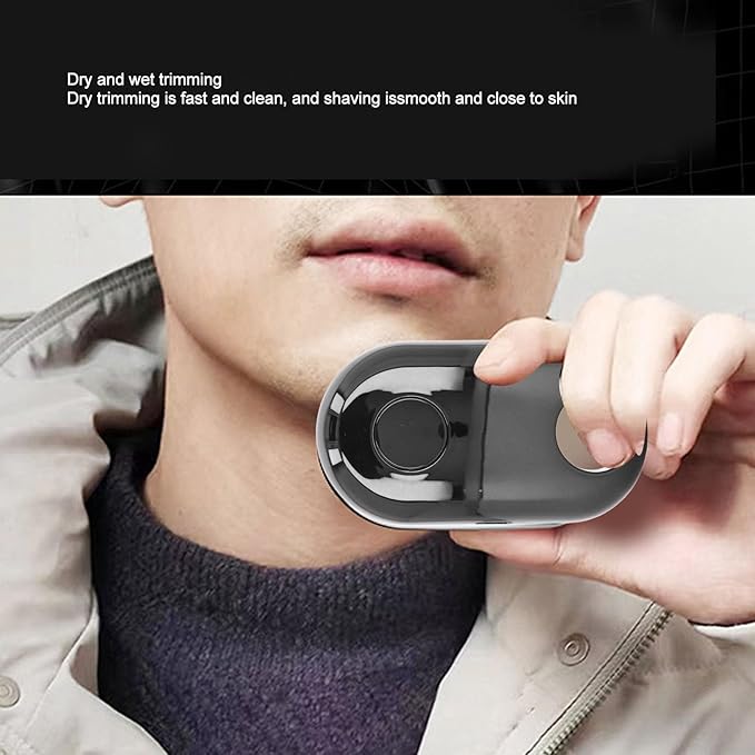 EVTSCAN Mini Electric Mini Beard Trimmer for Men Rechargeable USB Portable Pocket Beard Trimmer Face Mustache Stubble Body Grooming Black for Travel