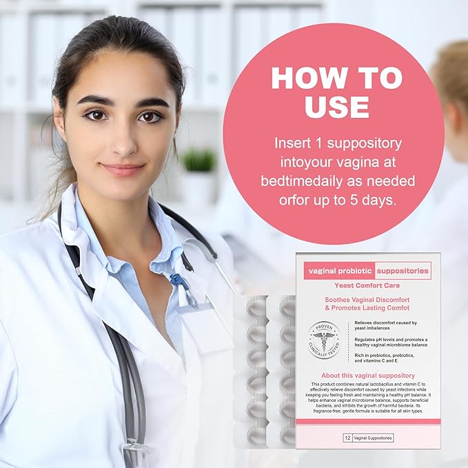 Nahid Vaginal probiotic Suppository hyaluronic Acid Suppositories Vaginal moisturizer PH Balance Restores Healthy Vaginal Odor Yeast Comfort Care (12 Inserts)