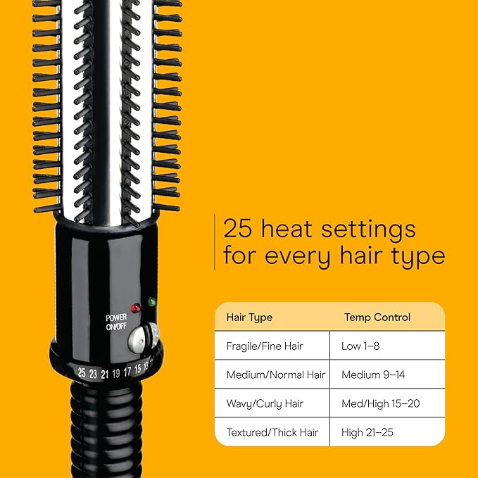 Conair Instant Heat Curling Iron Brush 1 1/4-Inch Barrel Curling Brush for Short Hair 30-Second Heat-Up with 25 Heat Settings for All Hair Types Black