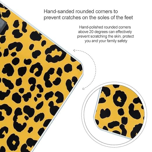 Men's Fashion Automatic Switch Digital Bathroom Weighing Scale Smart Scale Animal Skin Cheetah Leopard Leather Print Yellow