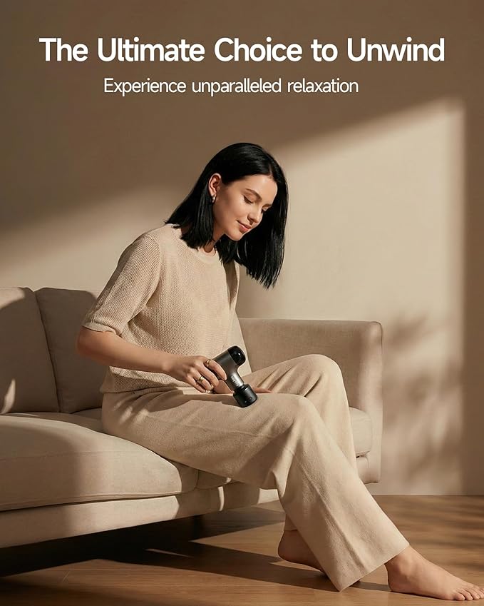 Mini Massage Gun with Heat and Cold Deep Tissue Massage Gun Portable Percussion Muscle Massager with 4 Massage Heads for Athletes