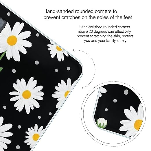 Smart Scale for Body Weight Digital Bathroom Weighing Scale Energy Saving Scale Daisy Flower Floral Polka Dot