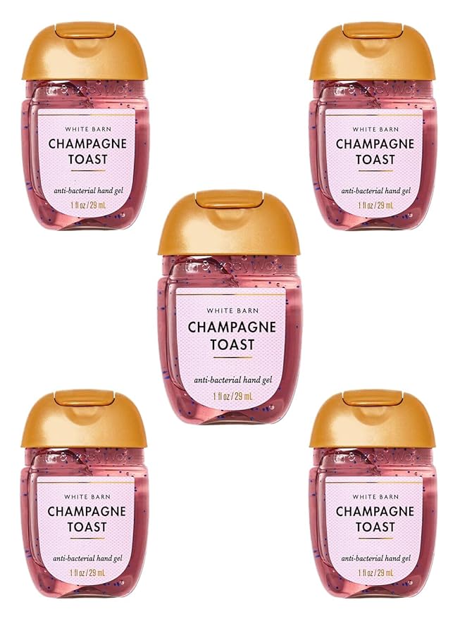 Champagne Toast Hand Gel Sanitizers Set of 5 1 oz Each for bath and body works