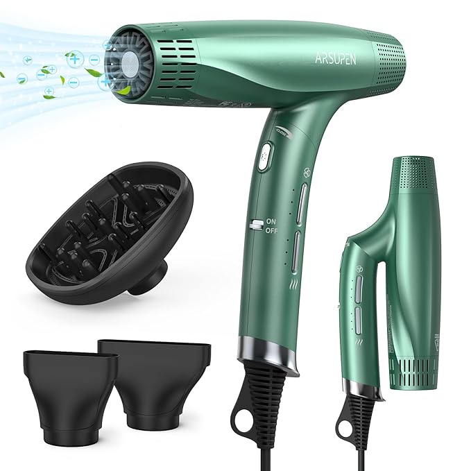 Compact Negative Ion Hair Dryer Lightweight and Foldable with Diffuser High Speed and Fast Drying for All Hair Types