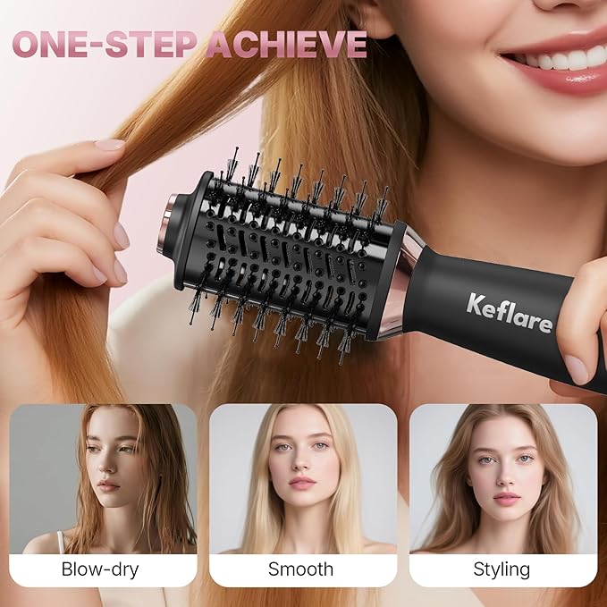 Mini Dual Voltage Hair Dryer Brush 2-in-1 Hot Air Brush for Travel One Step Blow Dryer &amp Styler for Drying Smoothing and Volumizing Hair
