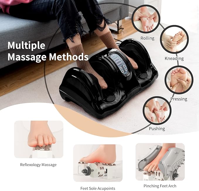 Giantex Shiatsu Foot Massager Machine for Feet Leg Calf Ankle Relieve Pain Spa Gift Deep Kneading Rolling Massage Electric Shiatsu Foot Massager w/Remote 4 Modes Black