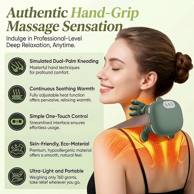 Neck and Shoulder Massager for Pain Relief Deep Tissue Bionic Electric Back Massage Tools Cordless Trap Massager Gift Choice