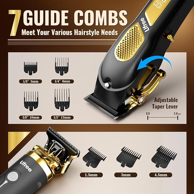 Ufree Hair Clippers for Men Clippers and Trimmers Set Cordless Barber Clippers Grooming Kit Gifts for Men