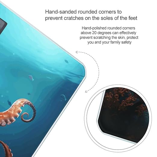 Ocean Animal OctopusScale for Body Weight with LCD High Precision Weighing Scales Fashion Sturdy Tempered Glass Weight Scales Easy-to-Read Digital Bathroom Scale for Daily 400lb