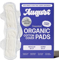 August Regular &amp Super Cotton Menstrual Pads 72 (36+36) Ultra Thin Pads with Wings Hypoallergenic Sanitary Napkins with Organic Cotton Topsheet Compostable Wrapper Non-Toxic Fragrance-Free