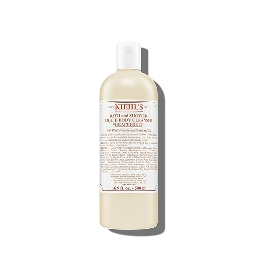 Kiehl's Grapefruit Liquid Body Cleanser Gentle and Refreshing Foaming Body Wash Aromatic Bath and Shower Experience Maintains Moisture Smooths Skin Conditions and Hydrates