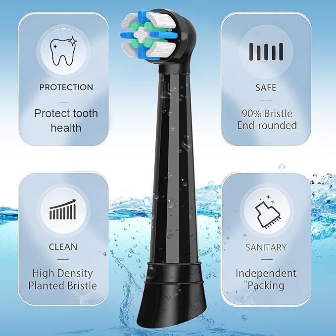 Replacement Heads Compatible with Oral B iO 3 4 5 6 7 8 9 10 Series Electric ToothbrushToothbrush Heads Compatible with Braun Oral B iO Replacement Heads with Medium BristlesBlack