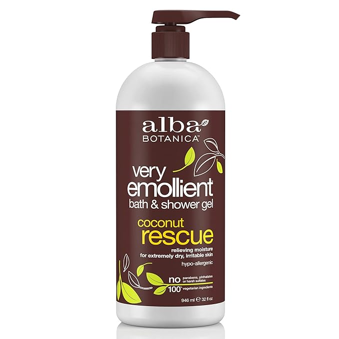 Alba Botanica Very Emollient Bath &amp Shower Gel Coconut Rescue 32 oz.