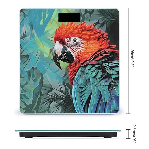 Colorful Parrot Bathroom Scale for Body Weight Bathroom Digital Electronic Weighing Scale with Back Lit LED Display Sturdy Tempered Glass Weight Watchers Scales 400lb