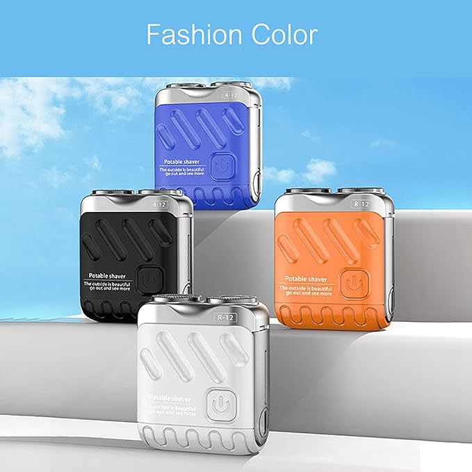 Luggage Mini Electric Rotary Dual Ring Pocket Beard Shaver Wet &amp Dry Shaving Cordless Rotary Shaver Portable Razor Suitcase Design USB Rechargeable for Home Travel (Orange)