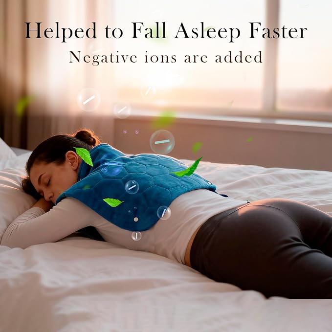 Nalax 30s Fast Heating Pad for Neck and Shoulders and Back 6X Deeper Far Infrared Pain Relief 8 Heat Settings Max 159℉ 4H Auto Off Memory Function Adjustable Strap Valentine Gifts Women 24x 20