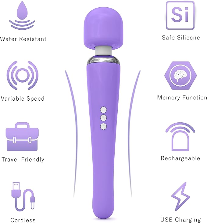 Therapeutic Cordless Massager - Powerful Massage Tool Handheld 8 Speeds 20 Patterns - Rechargeable Hand Massagers for Sore Muscles - Hand Held Massage Tool for Neck &amp Back
