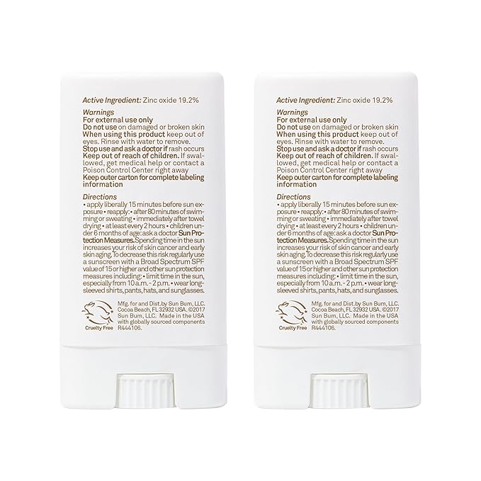 Sun Bum Mineral Spf 50 Sunscreen Face Stick Vegan and Hawaii 104 Act Compliant (Octinoxate &amp Oxybenzone Free) Broad Spectrum Natural Sunscreen With UVA/UVB Protection 2 Pack