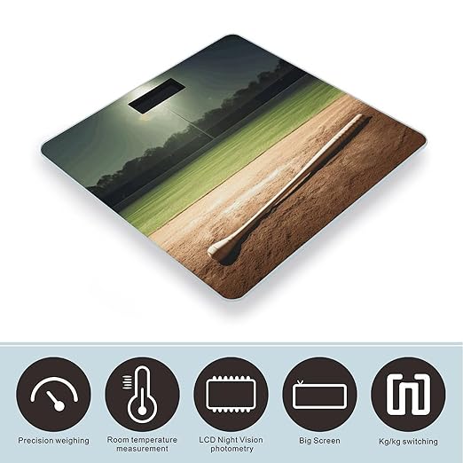 Digital Bathroom Scale for Body Weight Scale with Bright LCD Display High Accuracy Step-On Technology Auto On/Off Baseball Sports Field Digital Scales 400 Lbs /180kg