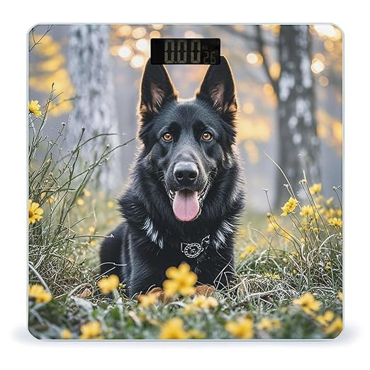 Black German Shepherd Dog Weight Scale Highly Accurate Digital Weighing Scale with Large LCD Display Smart Bathroom Scales for Home Bedrooms and Gift Giving