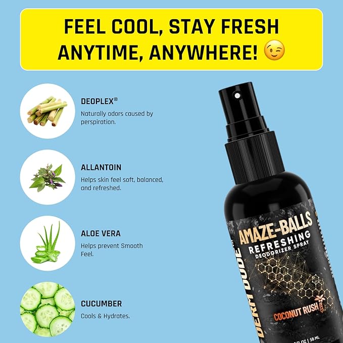 Derm Dude Below-the-Belt Deodorant Bundle | Happy Sack Anti-Chafing Cream 2oz + Amaze Ball Deodorant Spray 2oz | Groin &amp Sack Odor Control Sweat Protection Talc-Free Aluminum-Free with DeoPlex