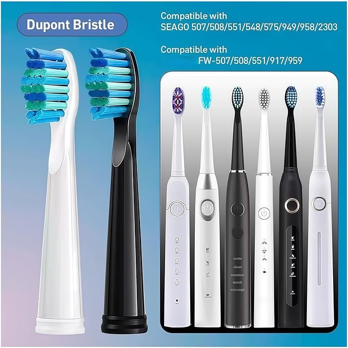 Replacement Electric Toothbrush Head Bristle Brush Refill Compatible with Fairywill FW-D1/FW-D3/FW-D7 Toothbrush Refills(20 PCS BK)