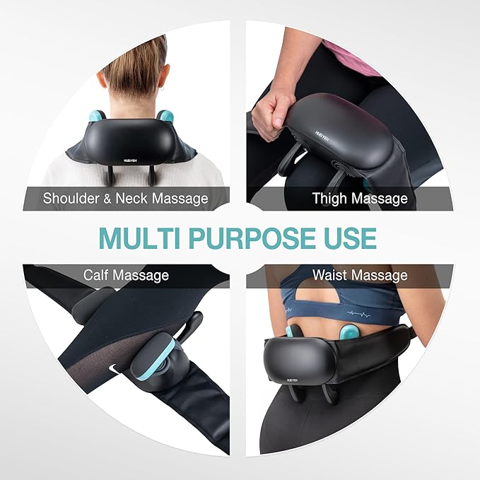 Neck and Shoulder Massager with Heat Cordless Shiatsu 4D Kneading Massage Massage Pillow for Neck Back Leg Gifts for Women Men (Black)