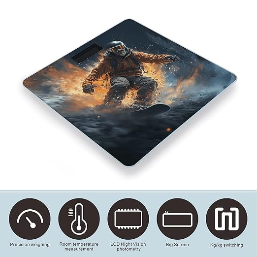 Digital Bathroom Scale for Body Weight Scale with Bright LCD Display High Accuracy Step-On Technology Auto On/Off Snowboarder Digital Scales 400 Lbs /180kg