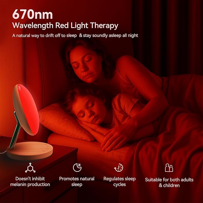 Light Therapy LampRed Night Light with 5-Level Brightness &amp 4 Color Modes 670nm Adjustable USB Red Light Night Light Lamp for SleepStress Relief Relaxation