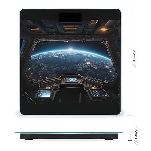 Outer Space Views from The Spaceship Digital Bathroom Scale for Body Weight Weighing Scale with Backlit LCD Display High Precision Measurements &amp Measures Weight Up to 180kg