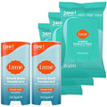 Lume Whole Body Deodorant - 2-Pack Smooth Solid Stick (Unscented) and Acidified Deodorant Wipes (Cool Cucumber) - Aluminum Free Baking Soda Free and Skin Safe