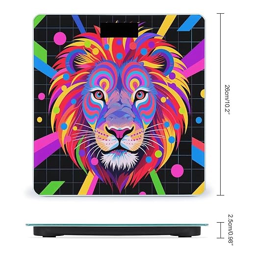 Colorful Lion Scale for Body Weight Sturdy Tempered Glass Weighing Scales with LCD Display Accurate Digital Bathroom Scale Convenient Body Fat Smart Scales Easy Read