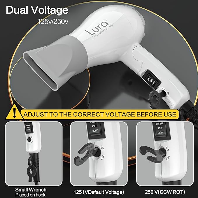 Foldable Hair Dryer and Dual Voltage Hair Dryer Brush