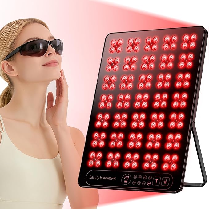 Red Light Therapy for Face Body: 660nm &amp 850nm Cordless Red Light Therapy Panel with Adjustable Stand - Red Infrared Light Panel with 3 Brightness Levels &amp Auto Off