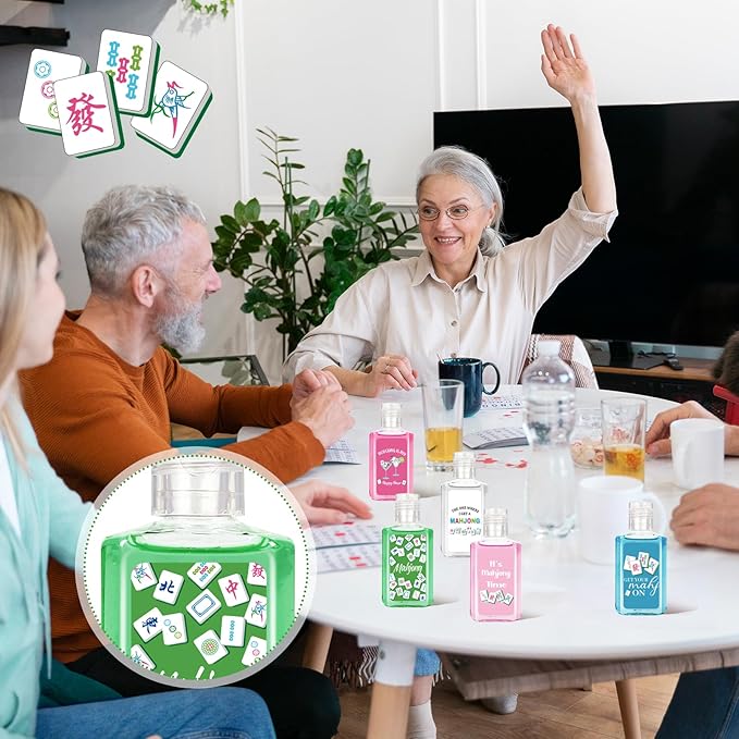 50 Pcs Mahjong Cocktail Mini Hand Sanitizer Bulk Mah Jong Lovers Gifts 1fl oz Travel Size Hand Soap for Christmas Birthday Bachelorette Bridal Shower Mahjong Party Game Night Supplies