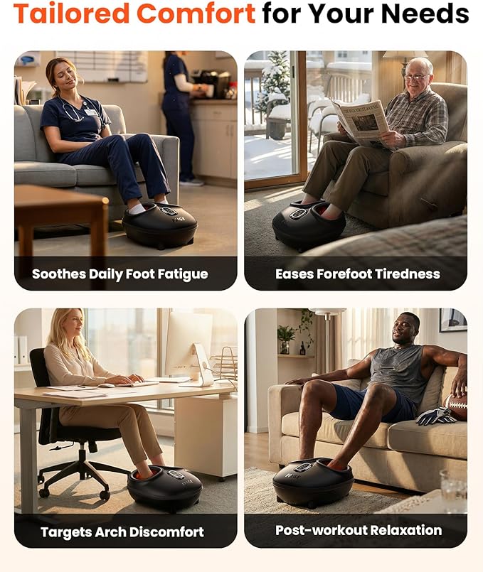 Shiatsu Foot Massager with Heat FSA-HSA Eligible Deep Kneading &amp Compression Feet Massager for Plantar Fasciitis Neuropathy Pain Relief Targets Heel Arch &amp Toes - Fits Up to Men Size 13