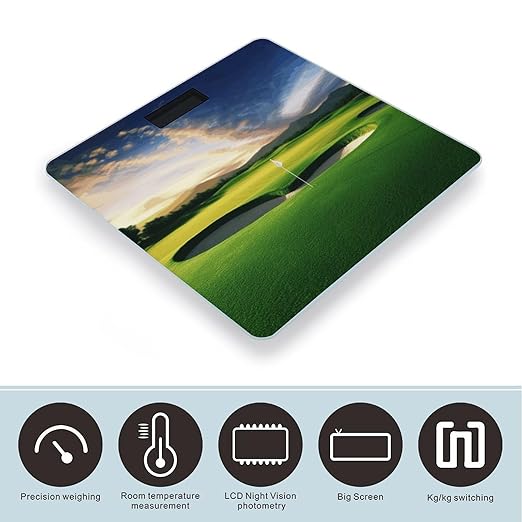 Golf Course Weight ScaleClear LED Display Bathroom Digital Weighing ScaleTempered Glass Digital Bathroom Scale for Body Weight Capacity Up to 400 Lbs