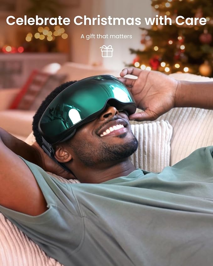 RENPHO Eye Massager with Mist &amp Temple Massage Birthday Gifts for Women Men Mom HerFSA Eligible HSA Temple Massager for MigrainesHead Circumferences 21.7in to 27.5in Eyeris Caligo