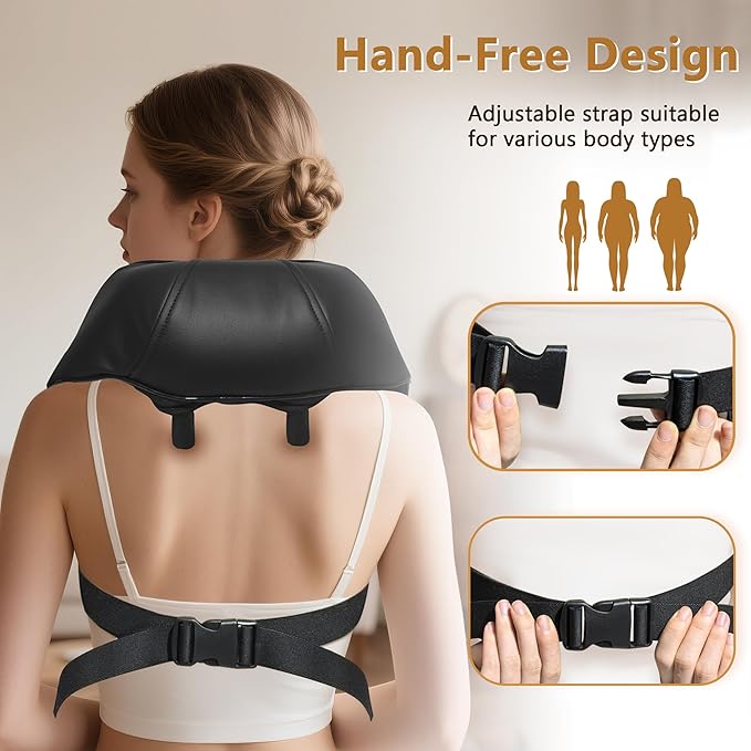 Joyset Neck Massager with Heat Cordless Shiatsu Neck Massager for Pain Relief Deep Tissue 6D Kneading Shiatsu Massager for Neck Shoulder Back Gifts for Dad Mom Friend