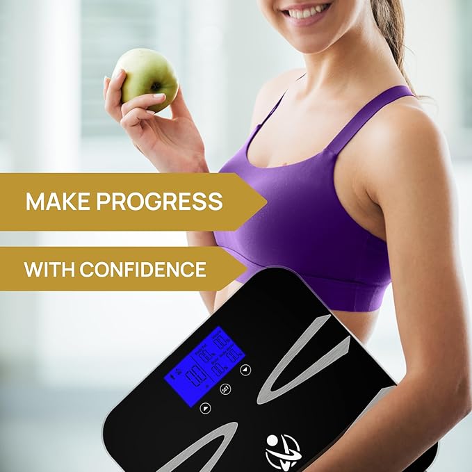 INEVIFIT Body-Analyzer Scale Highly Accurate Digital Bathroom Body Composition Analyzer Measures Weight Body Fat Water Muscle BMI Visceral Levels &amp Bone Mass for 10 Users. Includes Batterie