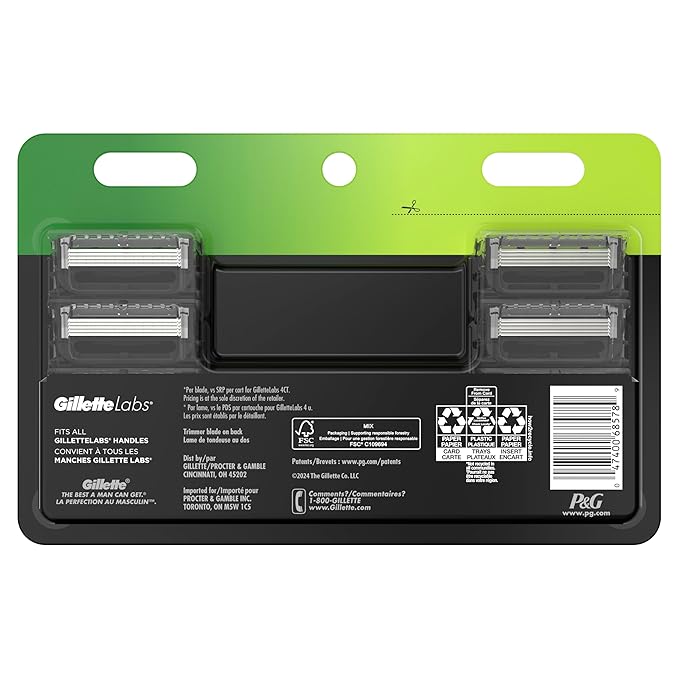 GilletteLabs Razor Blade Refills Ultimate Precision Trimmer 5 Bladed Refills Compatible with Exfoliating Bar and Heated Razors 9 Count