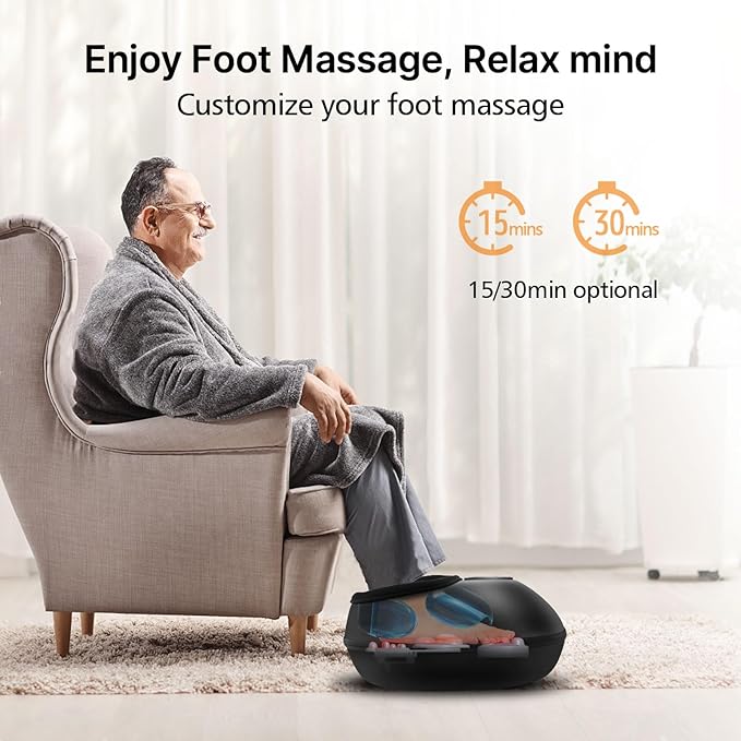 Shiatsu Foot Massager with Heat Deep Kneading &amp Gentle Air Compression for Foot Wellness and Relaxation Feet Massager Electric Foot Massager Machine - Gifts for Women Men Fits Size 13
