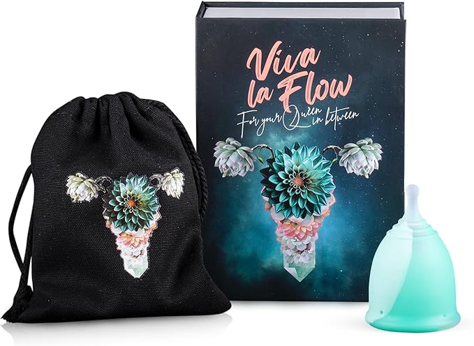 Reusable Menstrual Cup -100% Medical Grade Silicone - No Metals or Toxins - Soft &amp Comfortable Period Care - Leak Free - 10 Hours of Protection -Size B-Minted