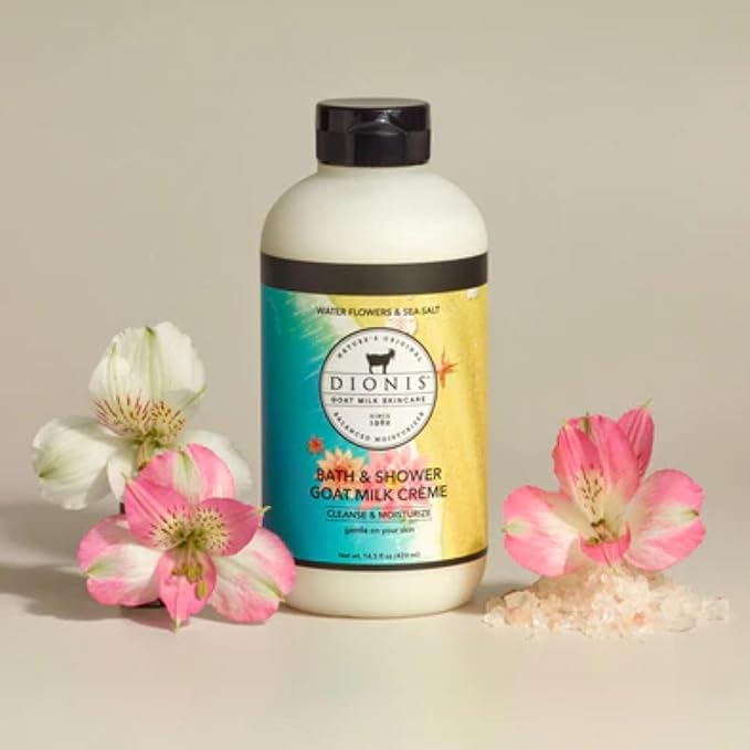 Dionis Goat Milk Bath Soap &amp Liquid Shower Crème Water Flowers &amp Sea Salt 14.5oz (Pack of 1)